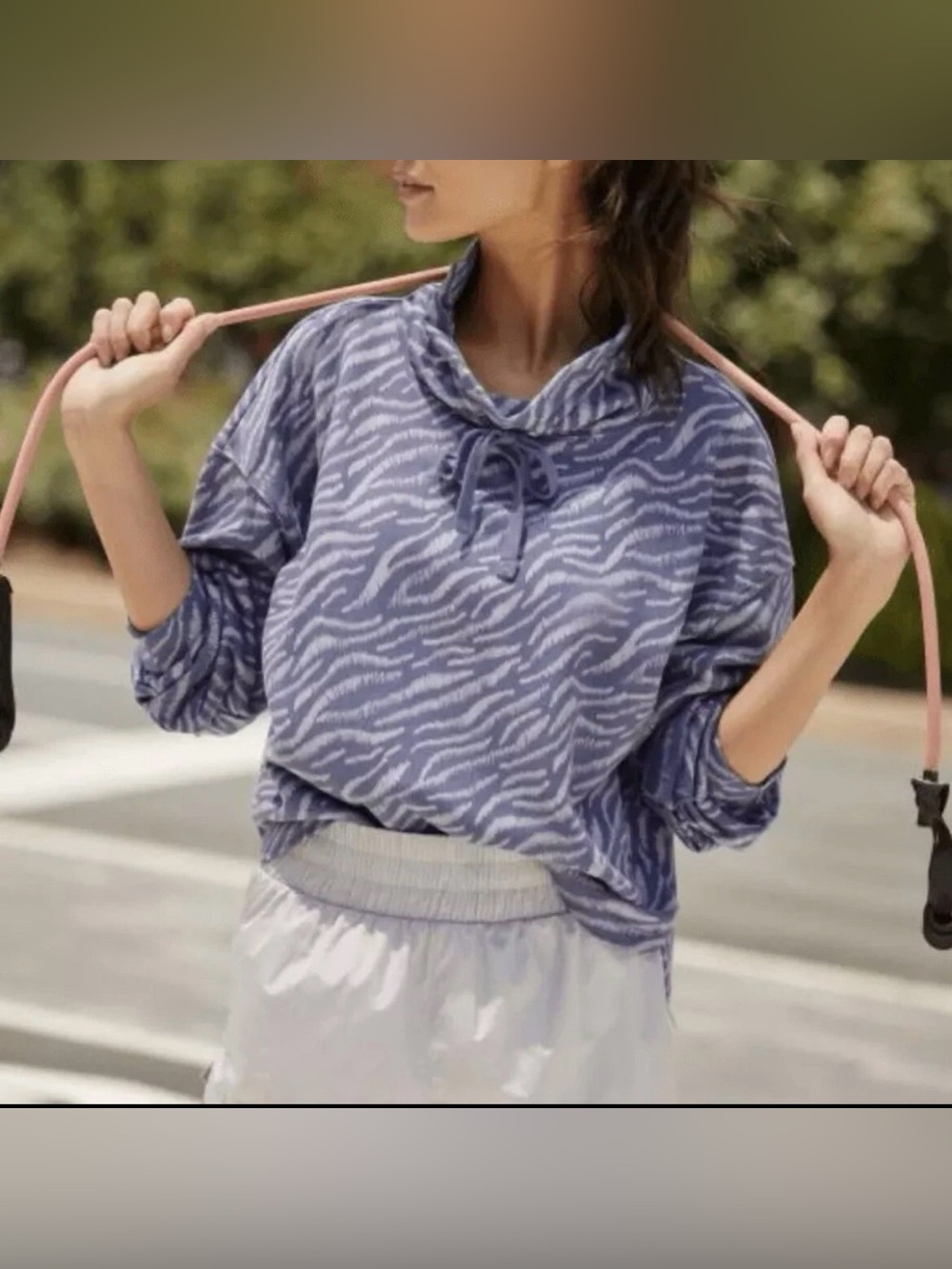 Daily Practice Anthropologie Tiger Wave Funnel Neck Pullover Sweatshirt Size M